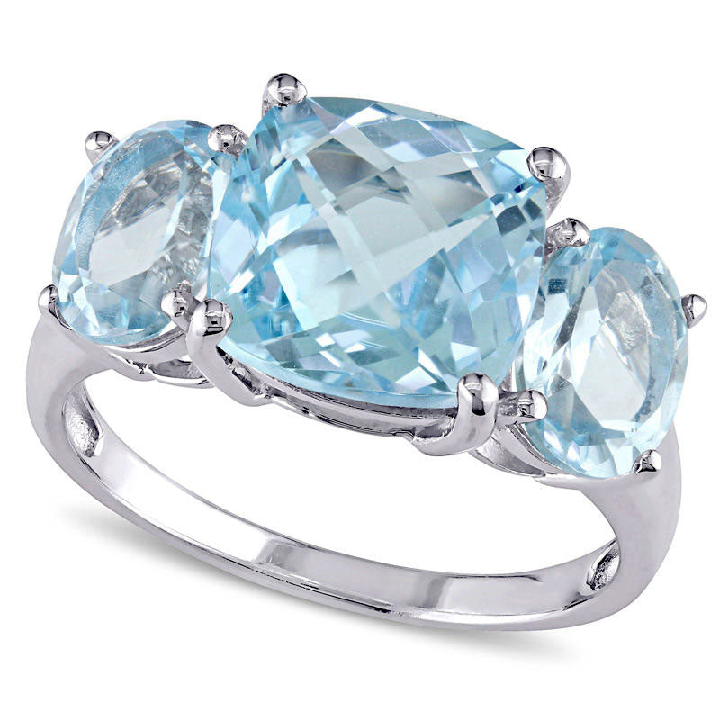 Image of ID 1 Sky Blue Topaz Three Stone Ring in Sterling Silver