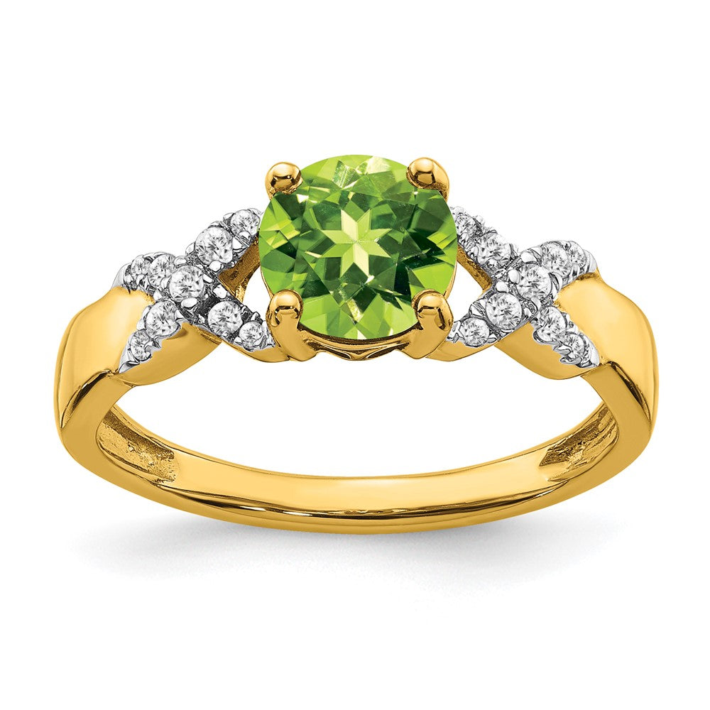 Image of ID 1 Solid 14k Two-tone Simulated Peridot and CZ Ring