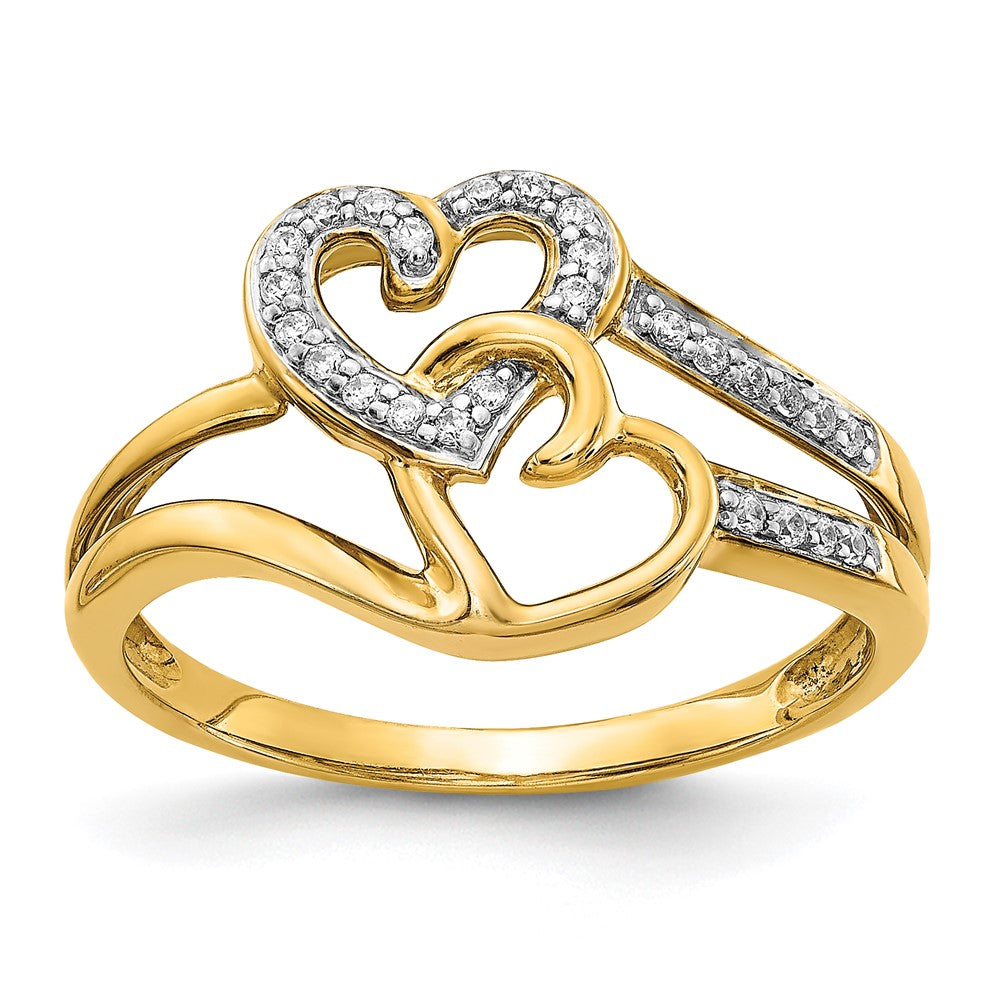 Image of ID 1 Solid 14k Yellow Gold Simulated CZ Hearts Ring