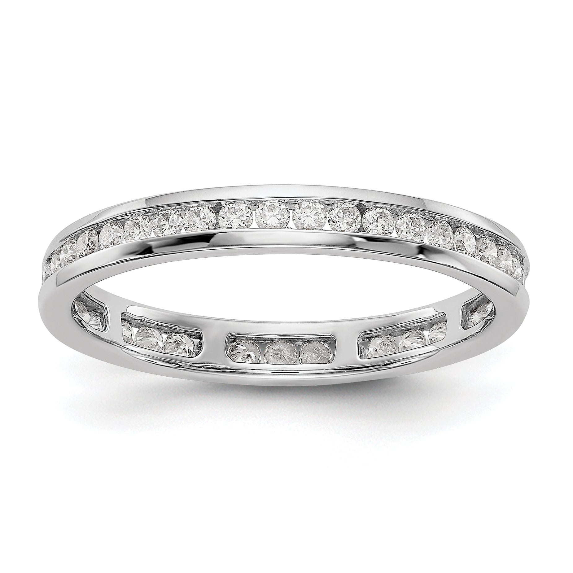 Image of ID 1 Solid Real 14k White Gold Polished 1/2ct Channel Set CZ Eternity Wedding Band Ring