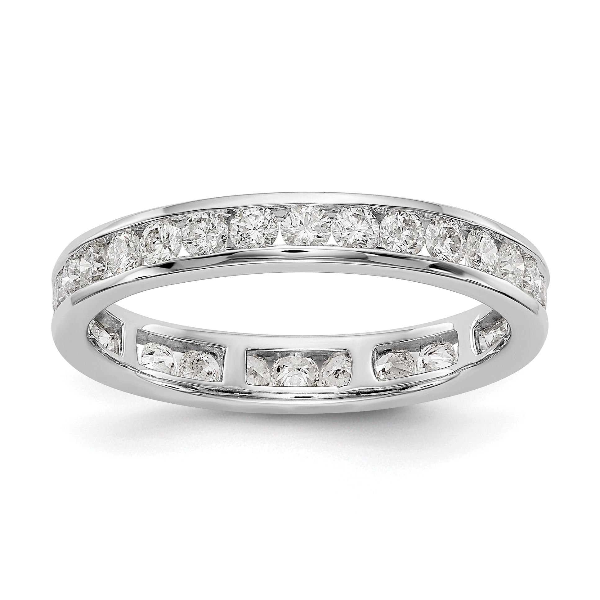Image of ID 1 Solid Real 14k White Gold Polished 1ct Channel Set CZ Eternity Wedding Band Ring