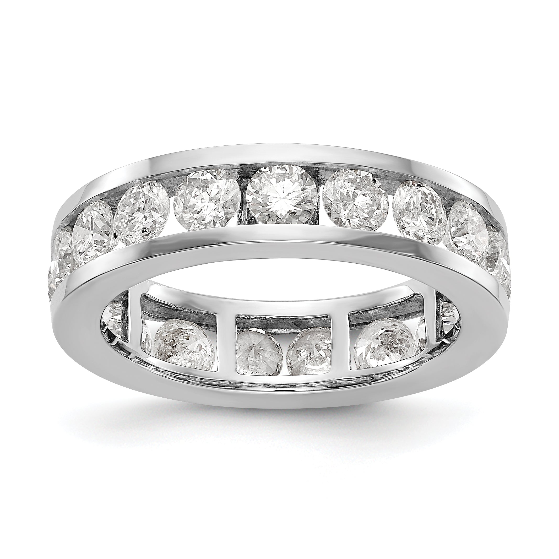 Image of ID 1 Solid Real 14k White Gold Polished 3ct Channel Set CZ Eternity Wedding Band Ring