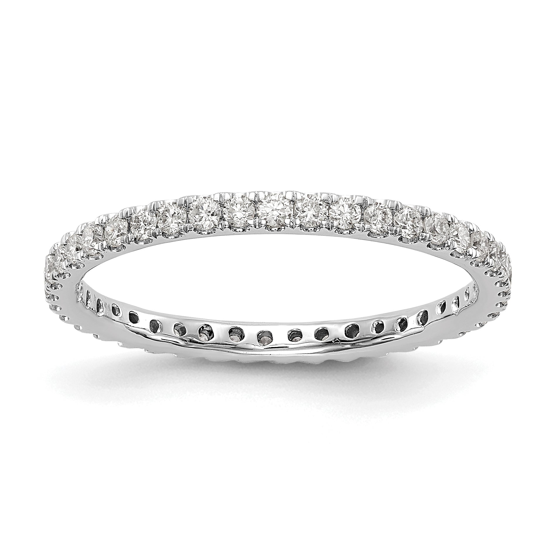 Image of ID 1 Solid Real 14k White Gold Polished U Shared Prong 1/2ct CZ Eternity Wedding Band Ring