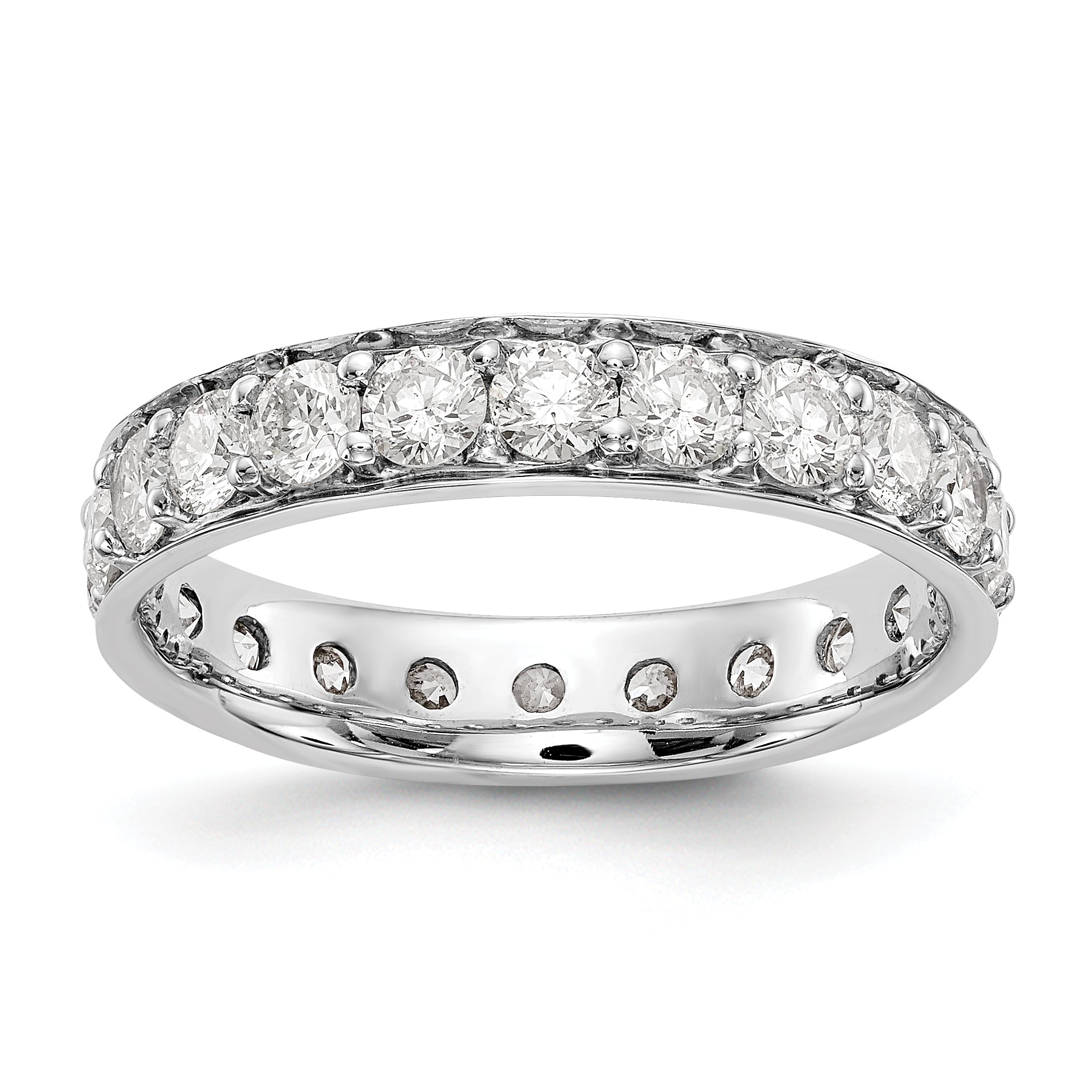 Image of ID 1 Solid Real 14k White Gold Polished Vintage 2ct CZ Eternity Wedding Band Ring