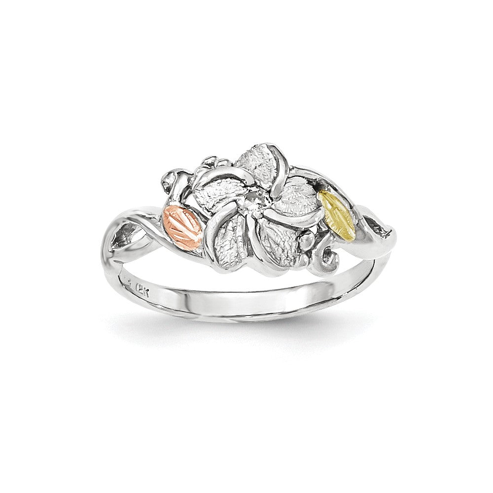 Image of ID 1 Sterling Silver & 12k Flower Diamond Ring