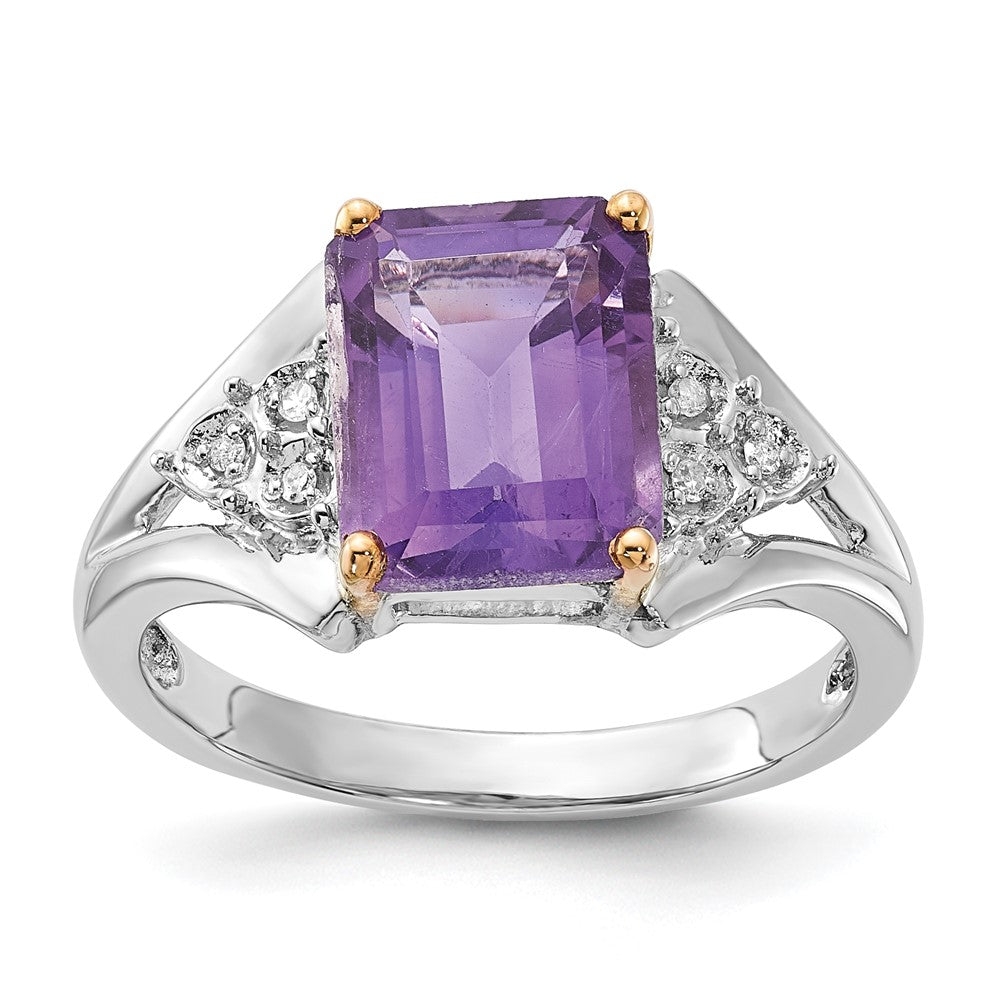 Image of ID 1 Sterling Silver & 14K Accent Amethyst and Diamond Ring
