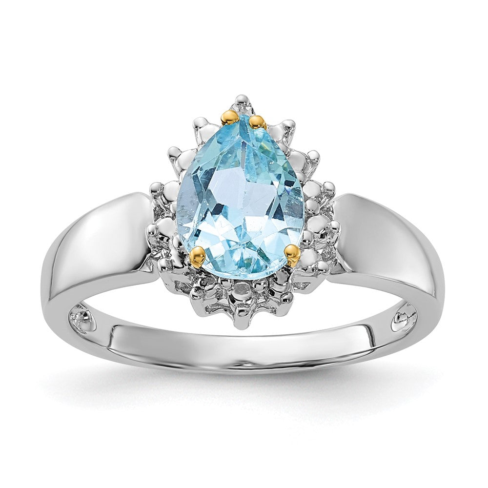Image of ID 1 Sterling Silver & 14K Accent Sky Blue Topaz & Diamond Ring