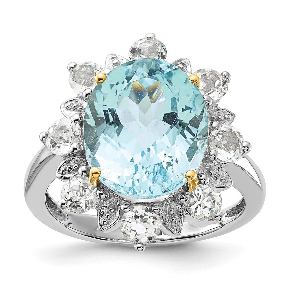 Image of ID 1 Sterling Silver & 14K Accent Sky Blue & White Topaz Ring