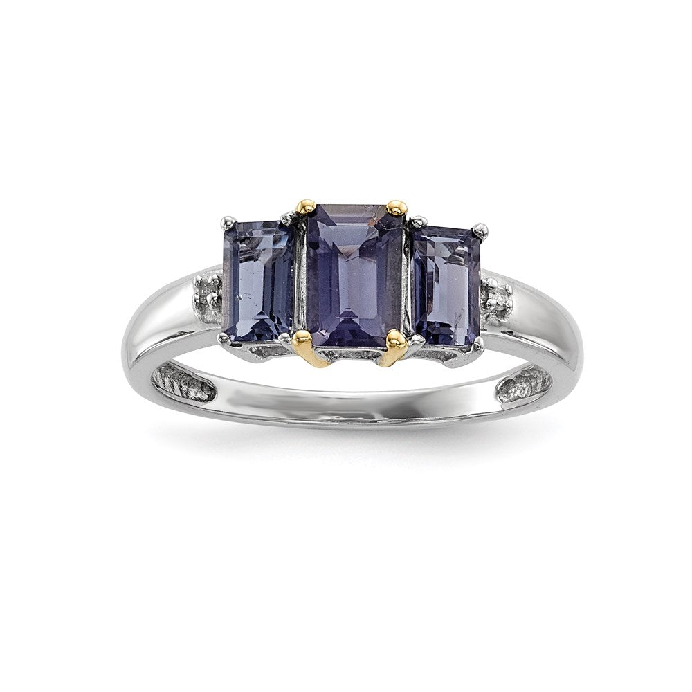 Image of ID 1 Sterling Silver & 14K Iolite Diamond Ring