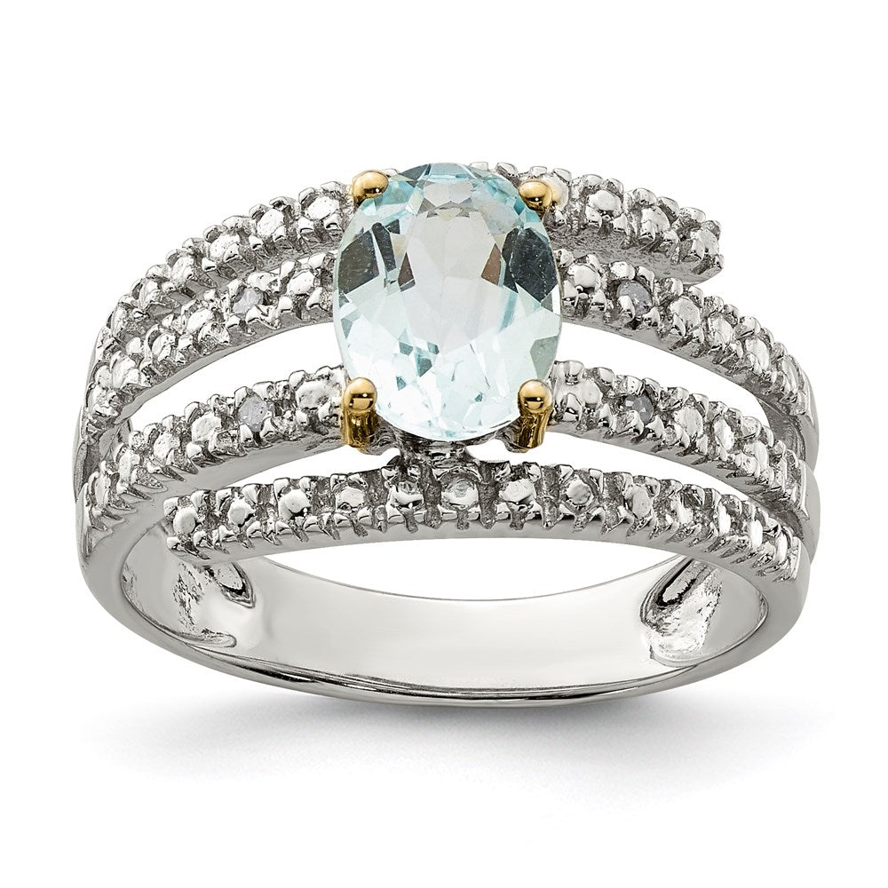Image of ID 1 Sterling Silver & 14K Sky Blue Topaz and Diamond Ring