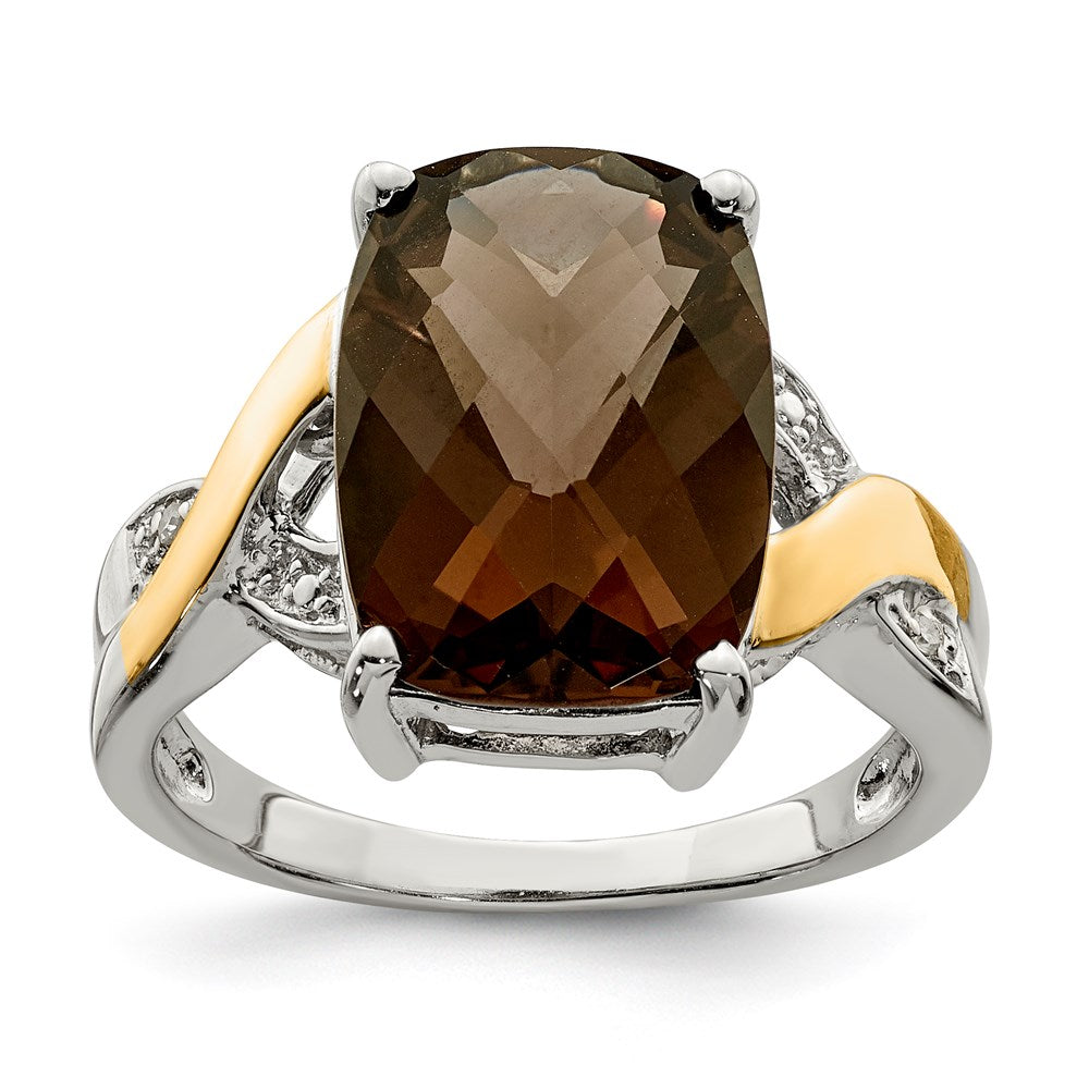 Image of ID 1 Sterling Silver & 14K Smoky Quartz & Diamond Ring