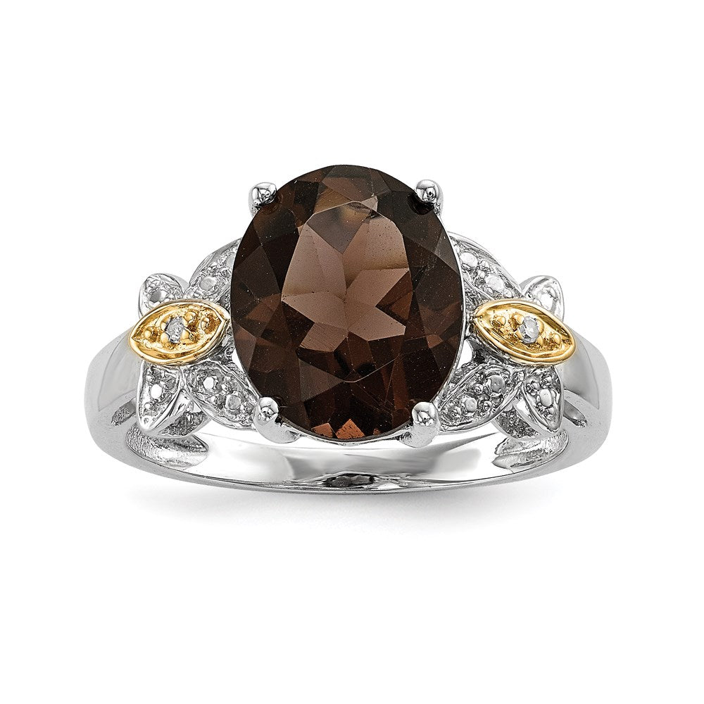 Image of ID 1 Sterling Silver & 14K Smoky Quartz and Diamond Ring