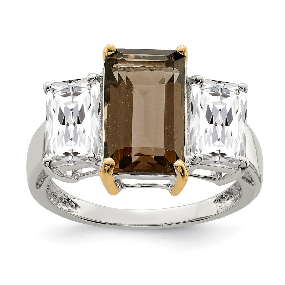 Image of ID 1 Sterling Silver & 14K Smoky Quartz and White Topaz Ring