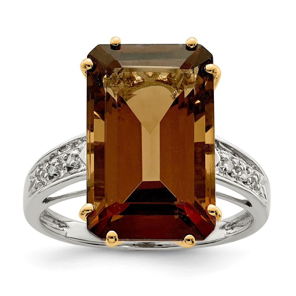 Image of ID 1 Sterling Silver & 14K Whiskey Quartz and Diamond Ring