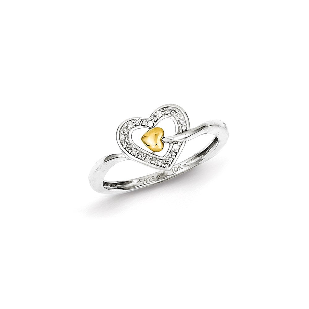 Image of ID 1 Sterling Silver 14k Plated Diamond Heart Ring