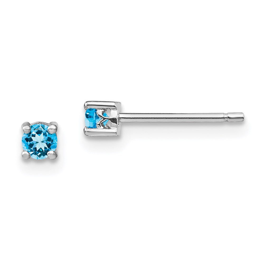 Image of ID 1 Sterling Silver 3mm Round Swiss Blue Topaz Post Earrings