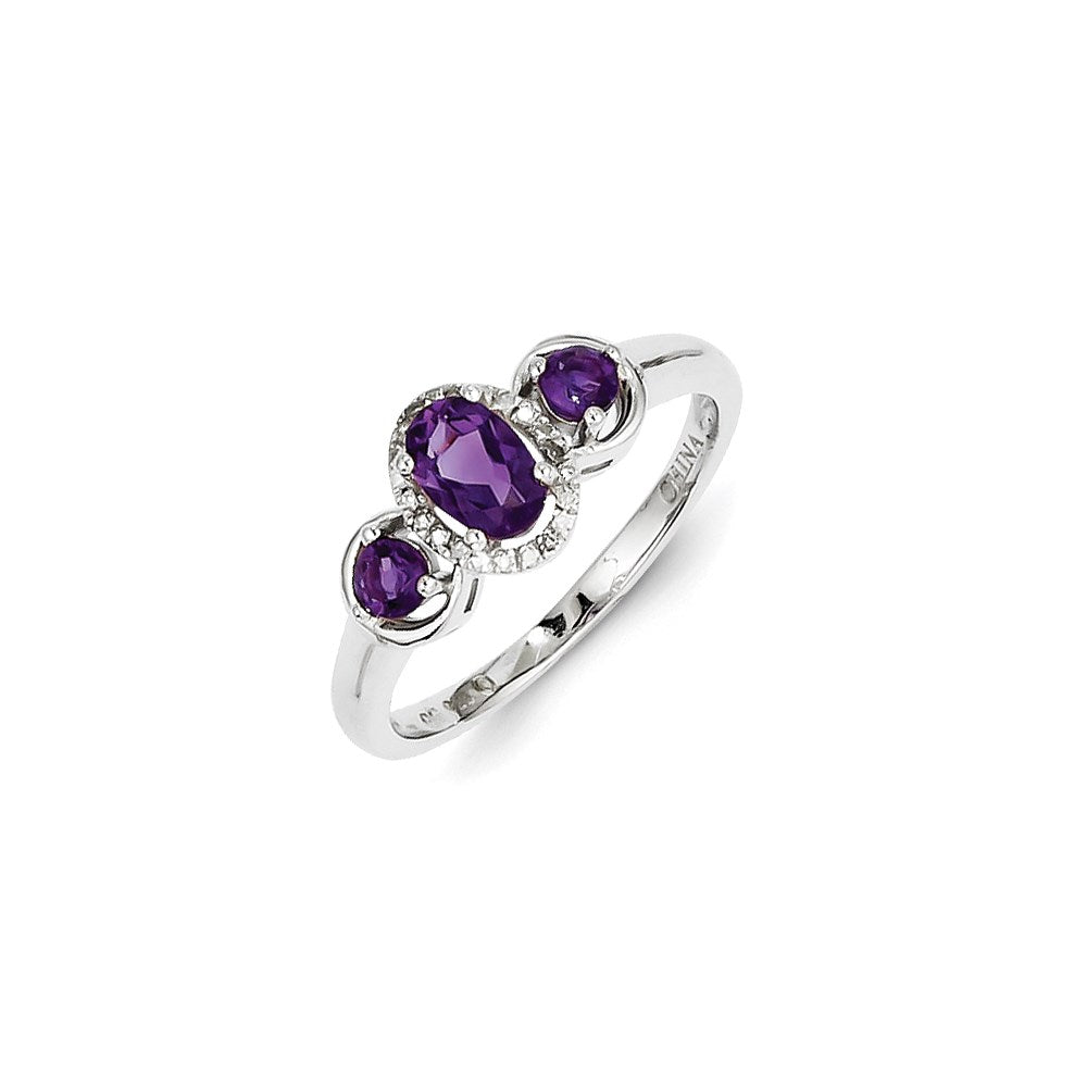Image of ID 1 Sterling Silver Amethyst Diamond Ring
