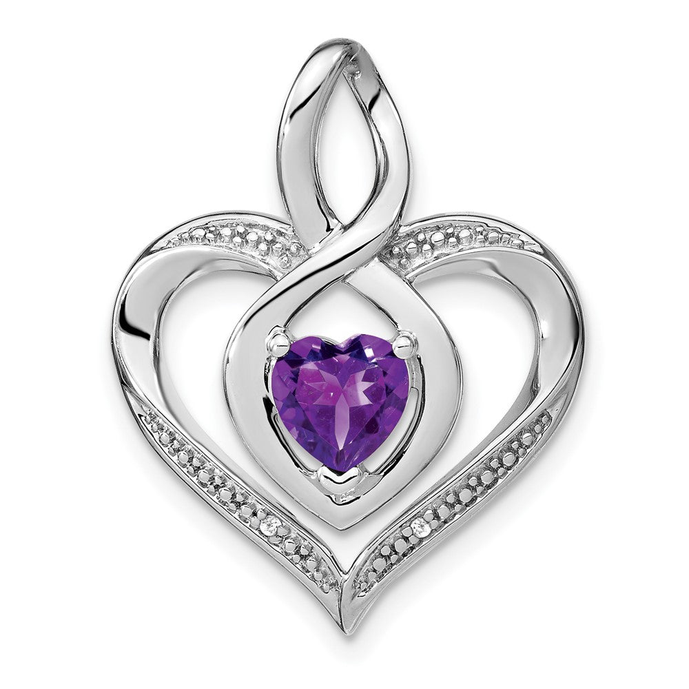 Image of ID 1 Sterling Silver Amethyst and Real Diamond Pendant