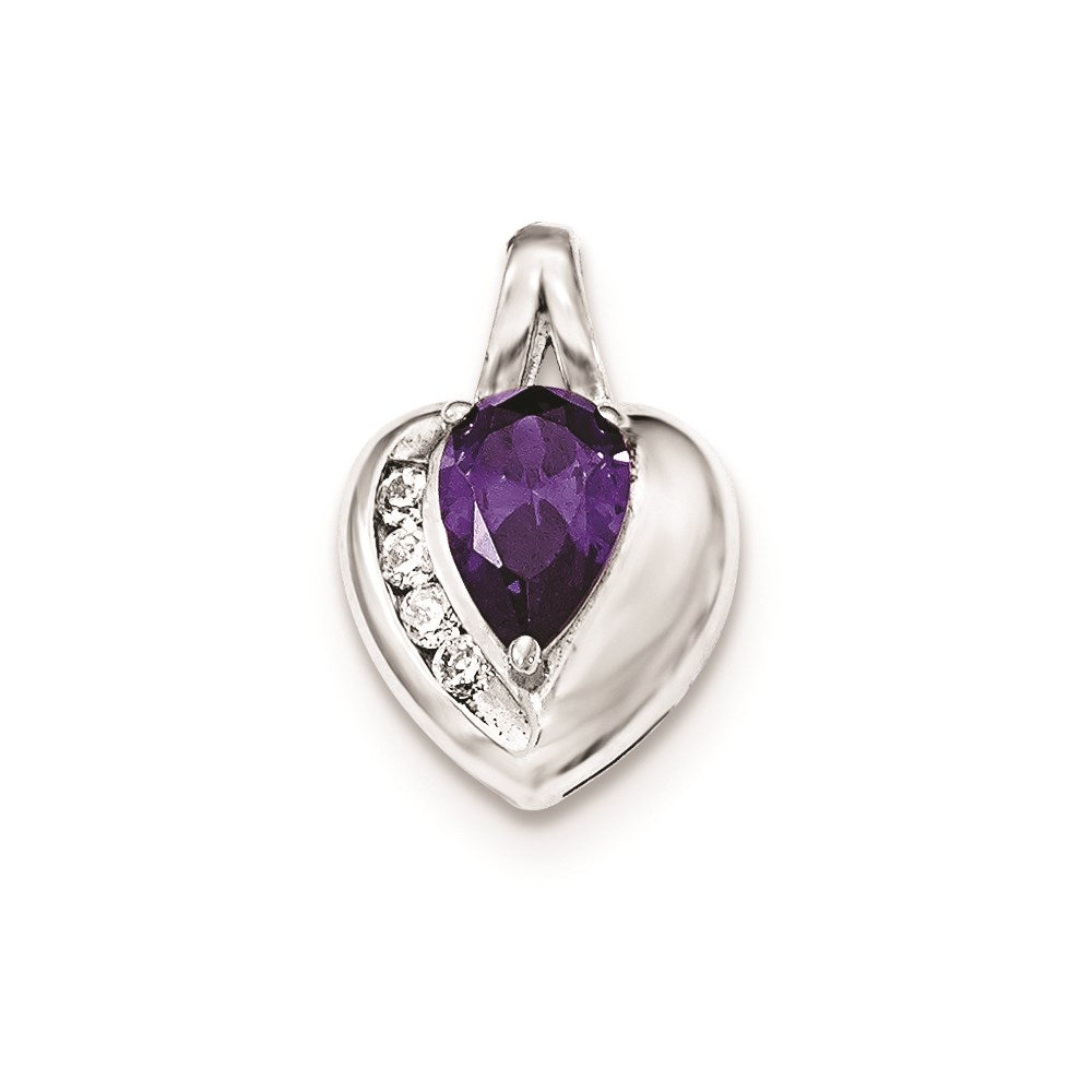 Image of ID 1 Sterling Silver Amethyst and White Topaz Heart Pendant