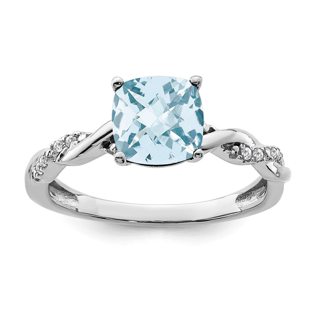 Image of ID 1 Sterling Silver Aquamarine and Diamond Ring