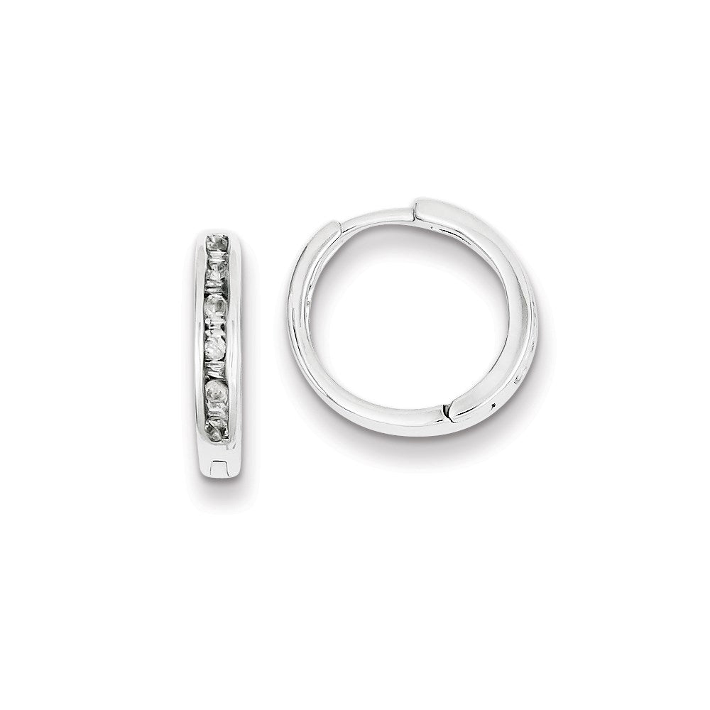 Image of ID 1 Sterling Silver Baguettes & Round Diamonds Hoop Earrings