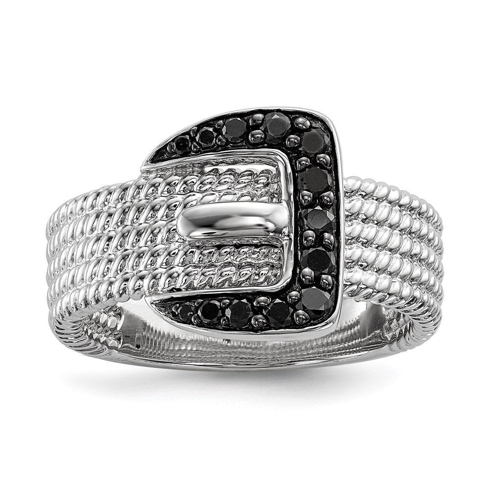 Image of ID 1 Sterling Silver Black Diamond Buckle Ring