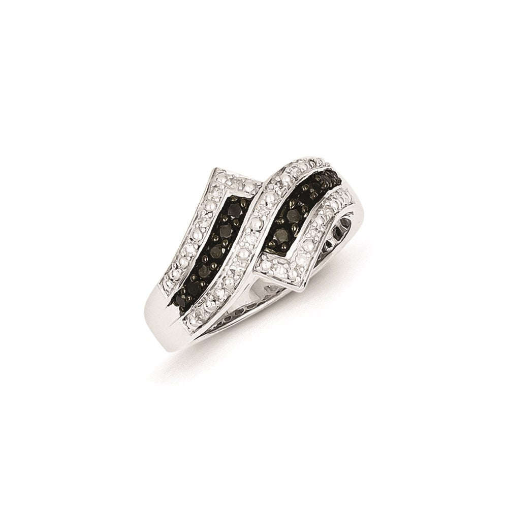 Image of ID 1 Sterling Silver Black Diamond Fancy Two Lined Ring