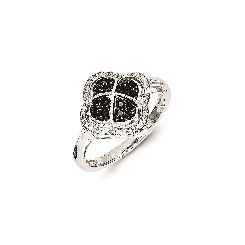 Image of ID 1 Sterling Silver Black Diamond Flower Ring