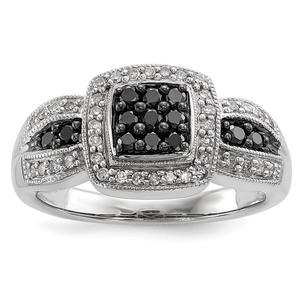Image of ID 1 Sterling Silver Black Diamond Square Ring