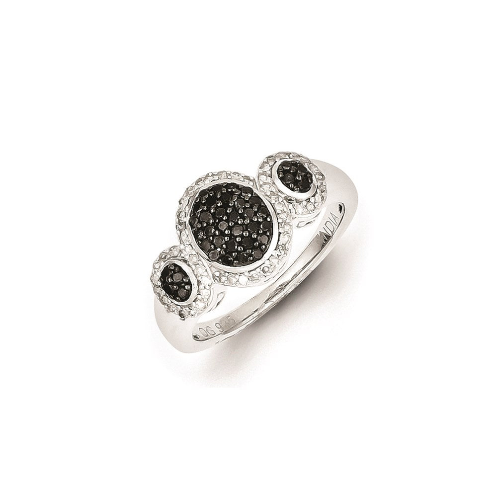 Image of ID 1 Sterling Silver Black Diamond Triple Oval Ring