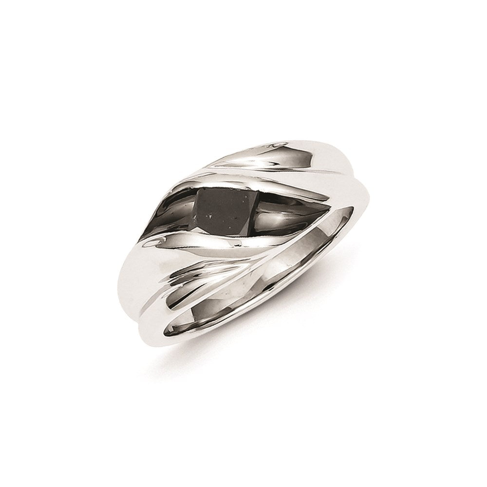 Image of ID 1 Sterling Silver & Black Rhodium and Black Diamond Mens Ring