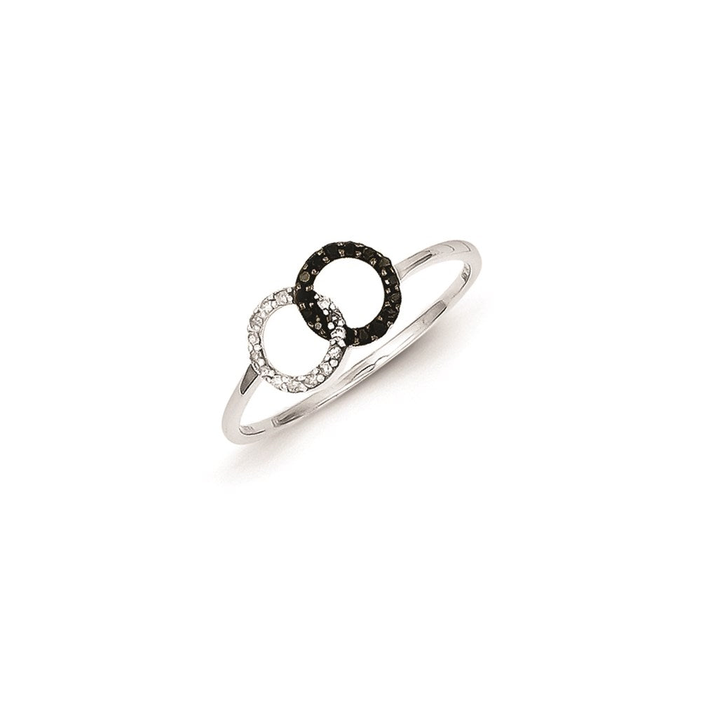 Image of ID 1 Sterling Silver Black & White Diamond Double Circle Ring