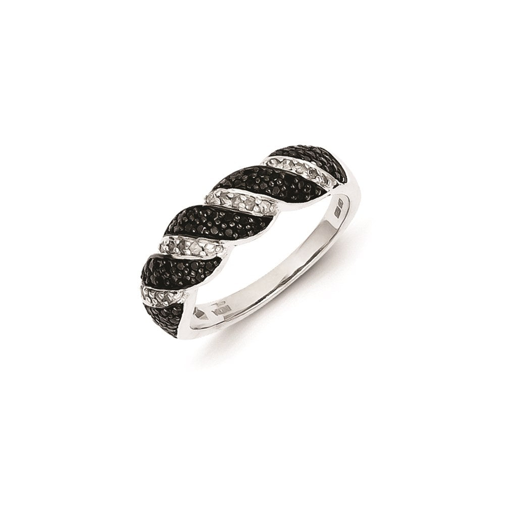Image of ID 1 Sterling Silver Black and White Diamond Alternating Twist Ring