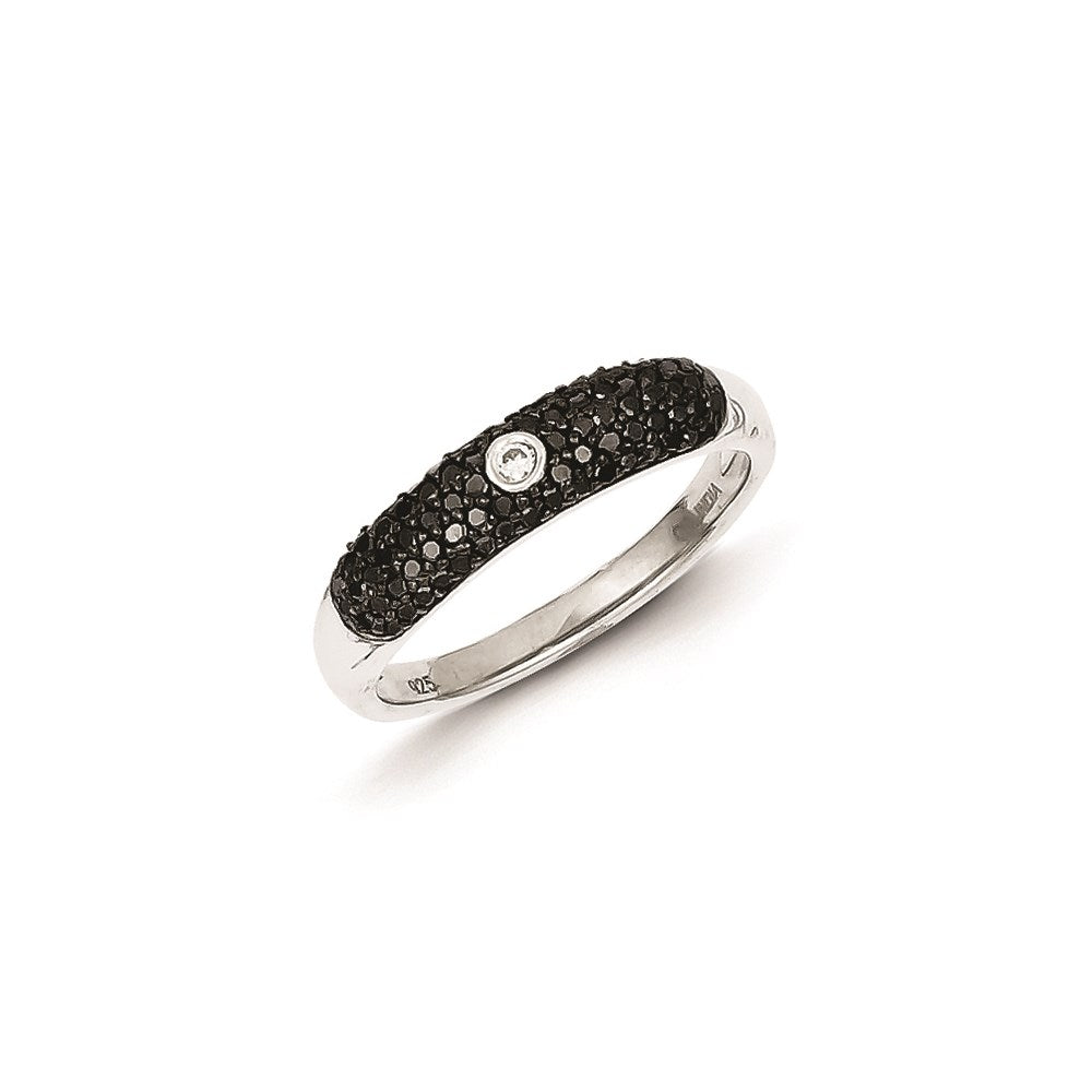Image of ID 1 Sterling Silver Black and White Diamond Dome Band