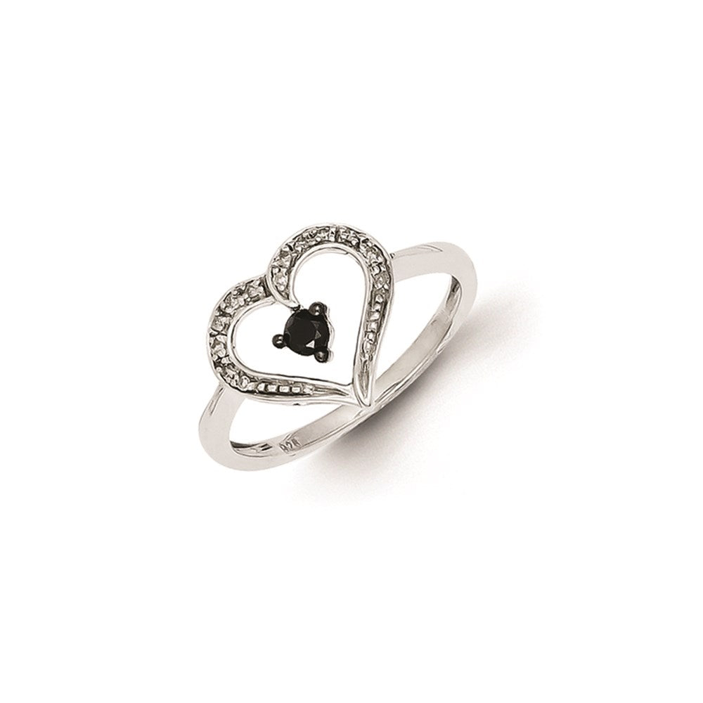Image of ID 1 Sterling Silver Black and White Diamond Heart Ring