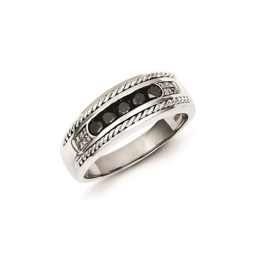 Image of ID 1 Sterling Silver Black and White Diamond Men's Ring
