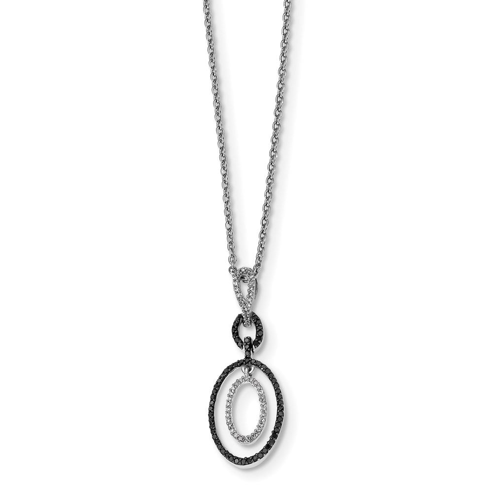 Image of ID 1 Sterling Silver Black and White Diamond Oval Pendant