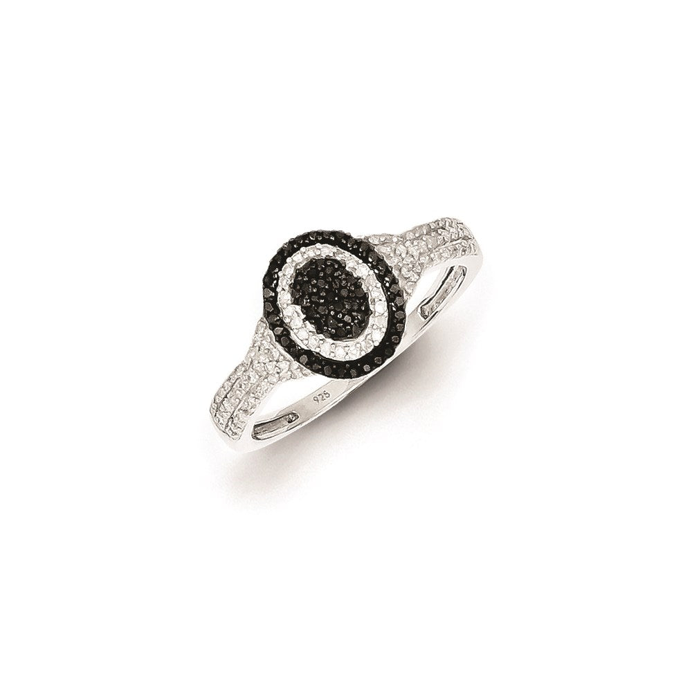 Image of ID 1 Sterling Silver Black and White Diamond Oval Ring