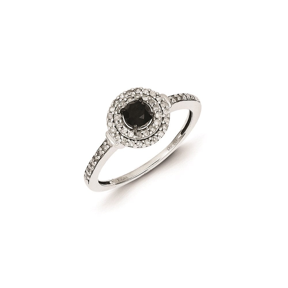 Image of ID 1 Sterling Silver Black and White Diamond Round Ring