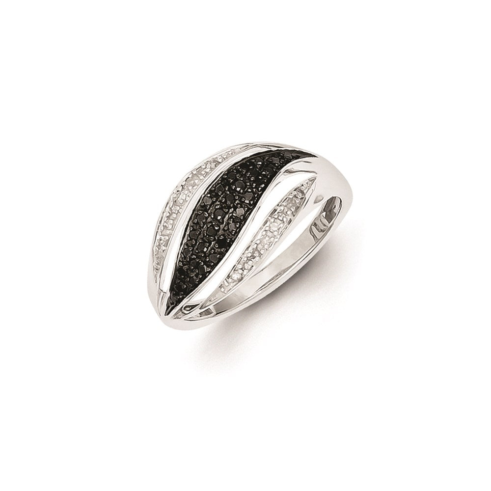 Image of ID 1 Sterling Silver Black and White Diamond Wave Ring