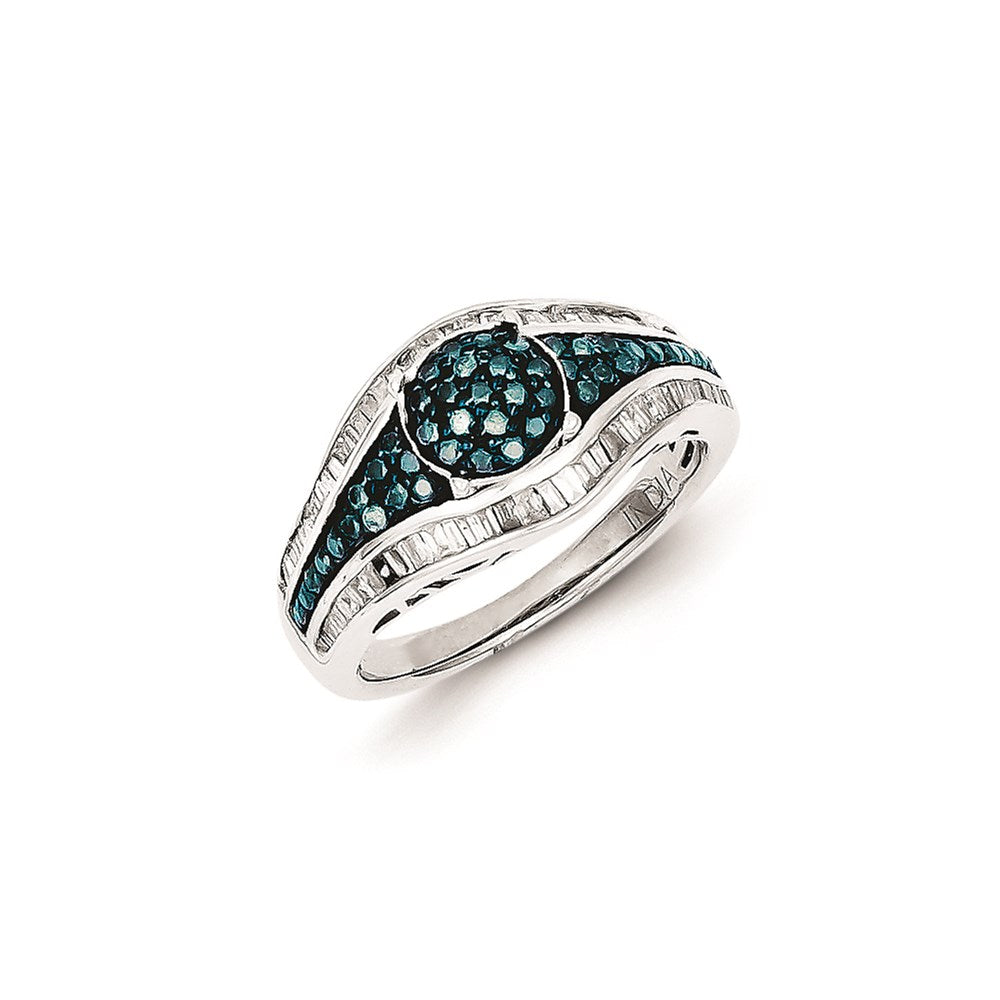 Image of ID 1 Sterling Silver Blue Diamond Circle Ring