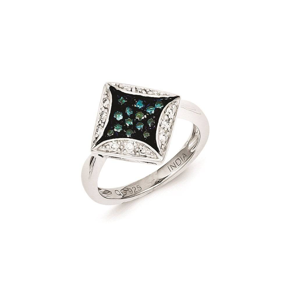 Image of ID 1 Sterling Silver Blue Diamond & Diamond Shape Ring