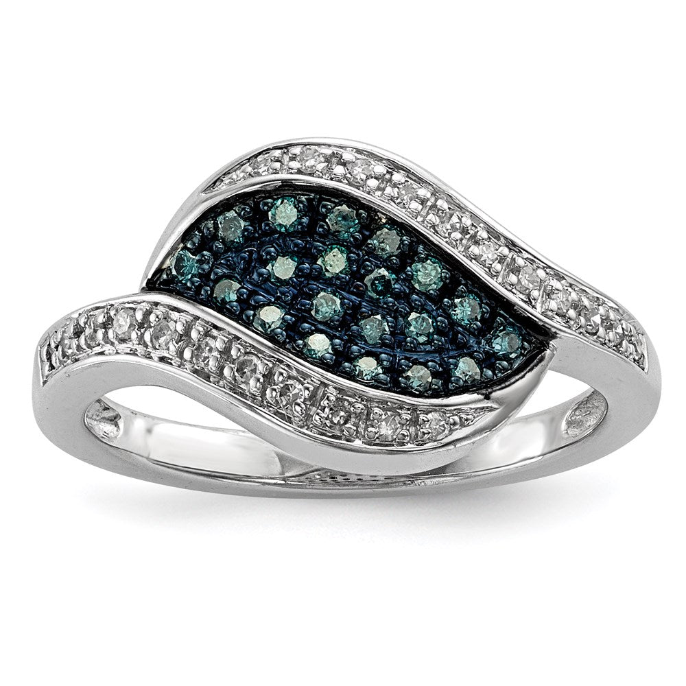 Image of ID 1 Sterling Silver Blue Diamond Fancy Marquise Ring