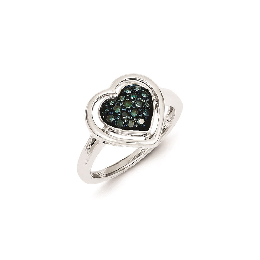 Image of ID 1 Sterling Silver Blue Diamond Heart Shape Ring