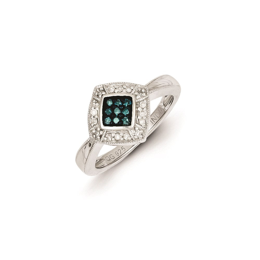 Image of ID 1 Sterling Silver Blue Diamond Small Diamond Shape Ring