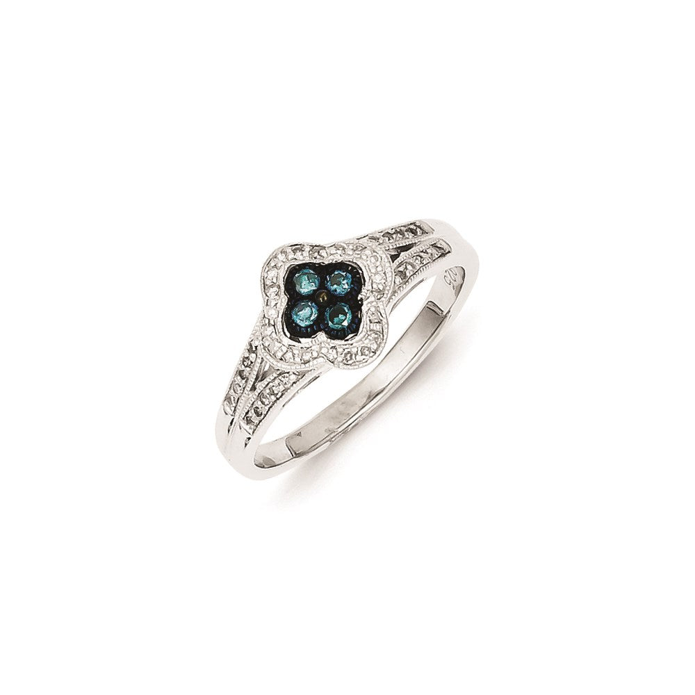 Image of ID 1 Sterling Silver Blue Diamond Small Flower Ring