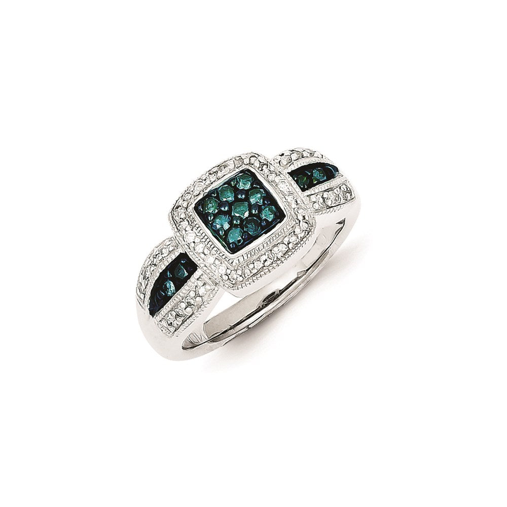 Image of ID 1 Sterling Silver Blue Diamond Square Ring
