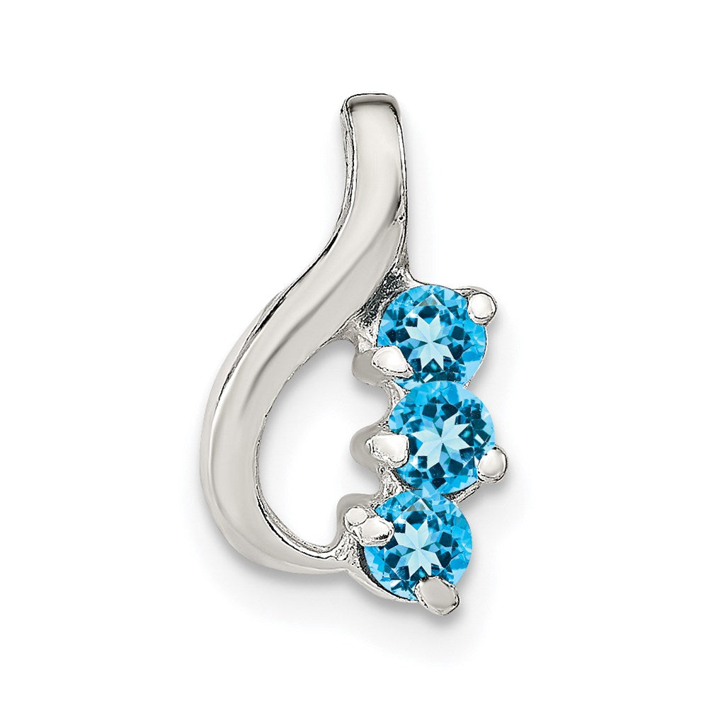 Image of ID 1 Sterling Silver Blue Topaz Chain Slide Pendant