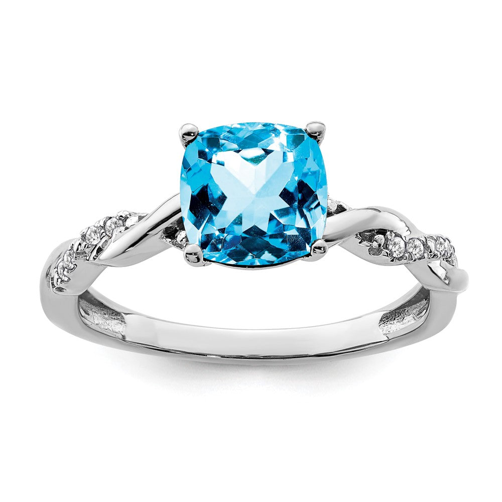 Image of ID 1 Sterling Silver Blue Topaz and Diamond Ring