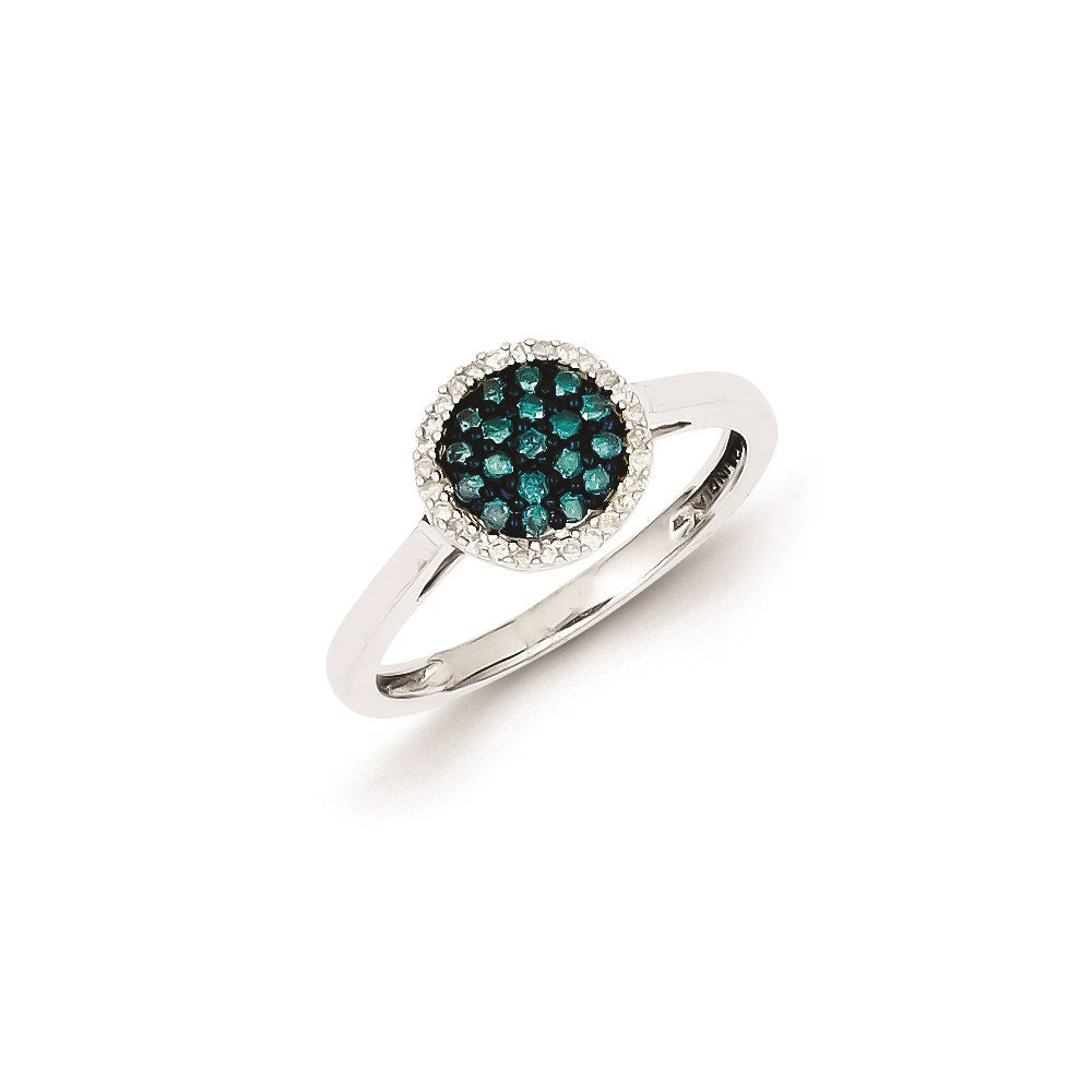 Image of ID 1 Sterling Silver Blue & White Diamond Round Ring